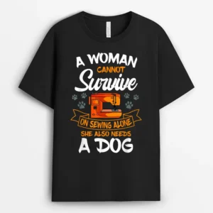Sewing Dog Lover Sew Fabric Sewer Tailor Stitcher Sewist, Funny Dog Lover Gift T-Shirt