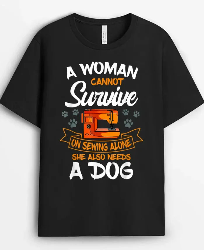 Sewing Dog Lover Sew Fabric Sewer Tailor Stitcher Sewist, Funny Dog Lover Gift T-Shirt