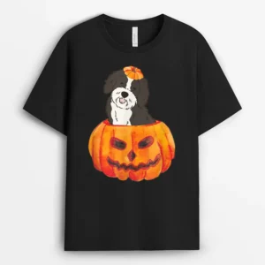 Sheepadoodle Pumpkin Sheeppoo Doodle Dog Halloween, Funny Dog Lover Gift T-Shirt