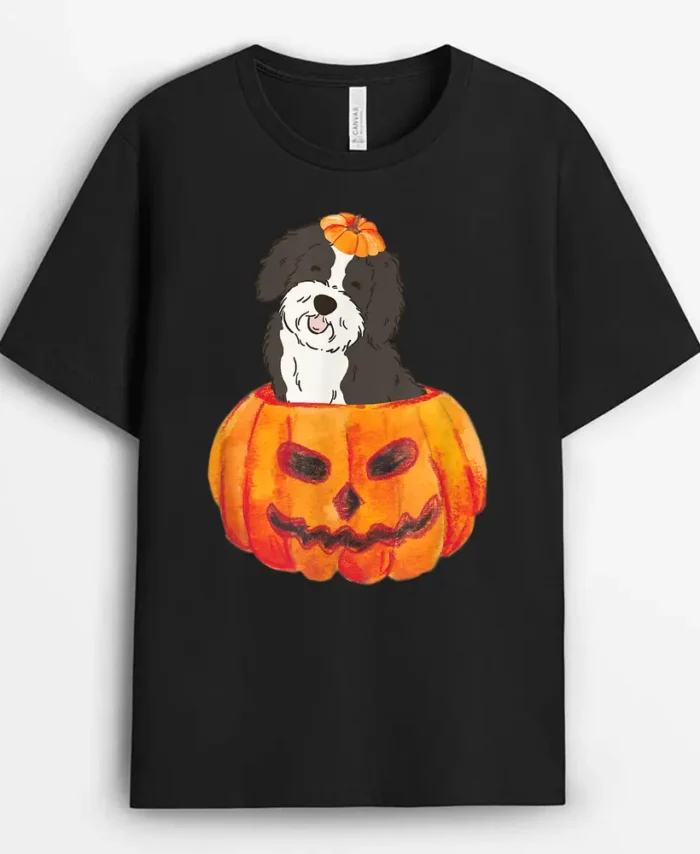 Sheepadoodle Pumpkin Sheeppoo Doodle Dog Halloween, Funny Dog Lover Gift T-Shirt