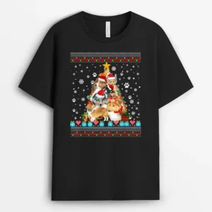 Sheltie Dog Christmas Lights Christmas, Funny Dog Lover Gift T-Shirt