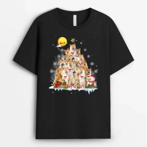 Shiba Inu Dog Lover Matching Santa Christmas Tree, Funny Dog Lover Gift T-Shirt