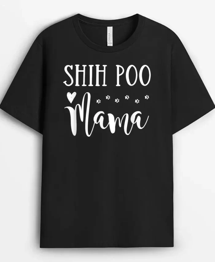 Shih Poo Dog Mom Cute Shihpoo Mama, Funny Dog Lover Gift T-Shirt