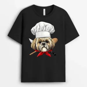 Shih Tzu Chef Dog Cooking Baking Lover, Funny Dog Lover Gift T-Shirt