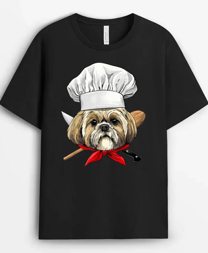 Shih Tzu Chef Dog Cooking Baking Lover, Funny Dog Lover Gift T-Shirt