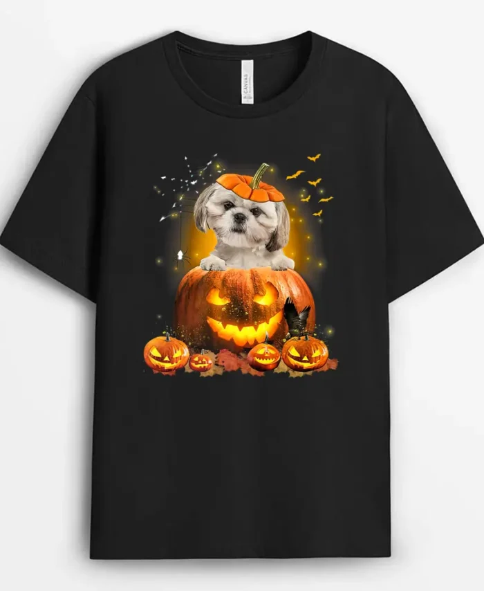 Shih Tzu Pumpkin Funny Cute Dog Lover Halloween, Funny Dog Lover Gift T-Shirt