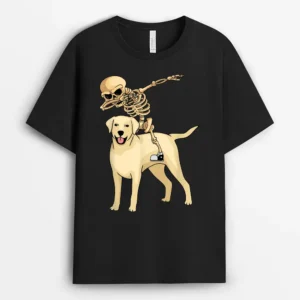 Skeleton Riding Labrador Lazy Halloween Costume Cute Lab Dog, Funny Dog Lover Gift T-Shirt