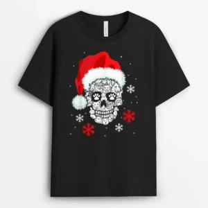 Skull Dog Santa Hat Gifts Christmas Pajama Xmas Idea Men, Funny Dog Lover Gift T-Shirt