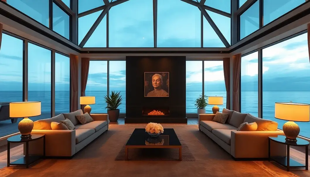 A tranquil luxury setting inviting mindfulness practice.