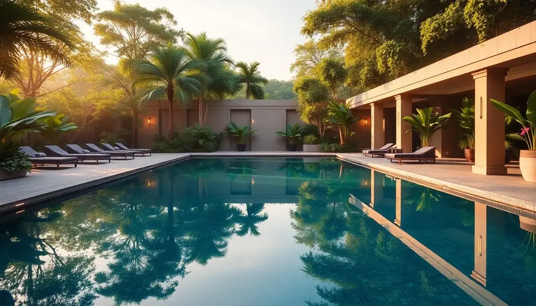 A tranquil luxury setting inviting mindfulness practice.