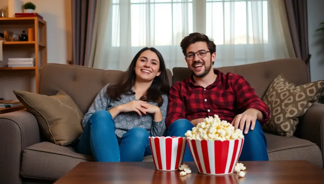 Teen friends enjoying an outdoor romantic comedy at a park.